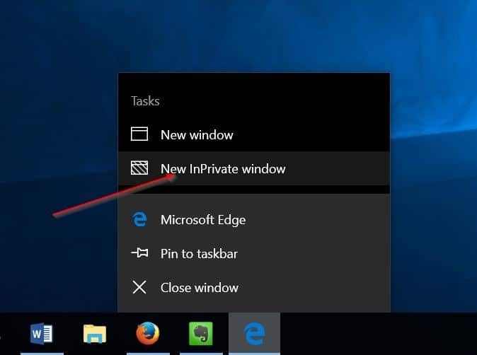 open Edge in Inprivate mode