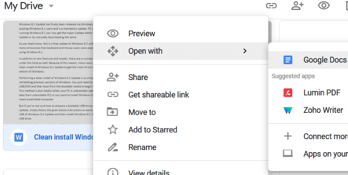 open Microsoft Office Word document with Google Docs pic3