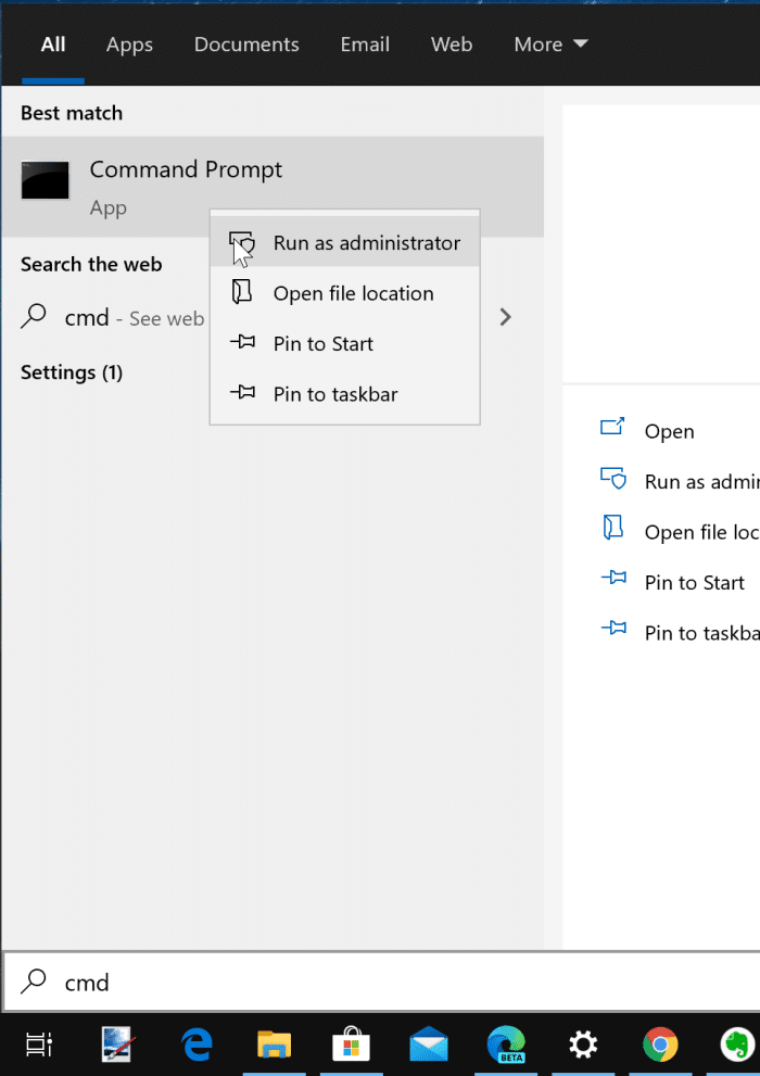 open UEFI settings in Windows 10