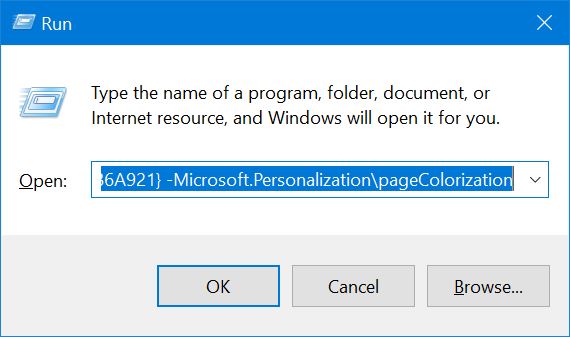 open color and appearance in Windows 10