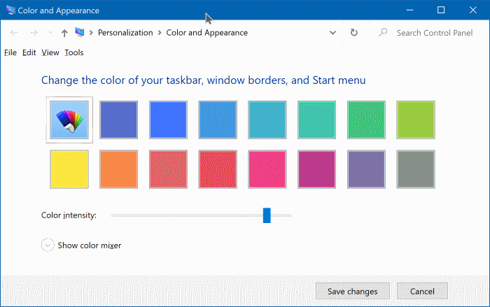 change start menu color in Windows 10