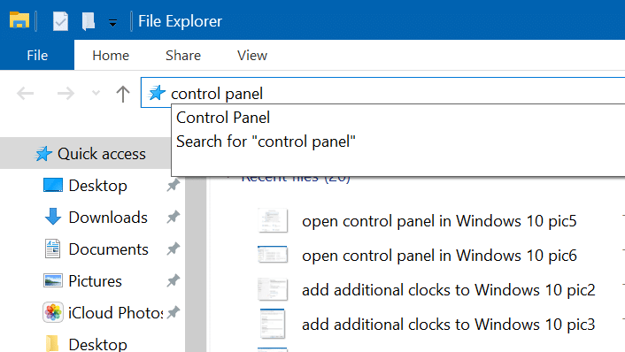 open control panel in Windows 10 pic7