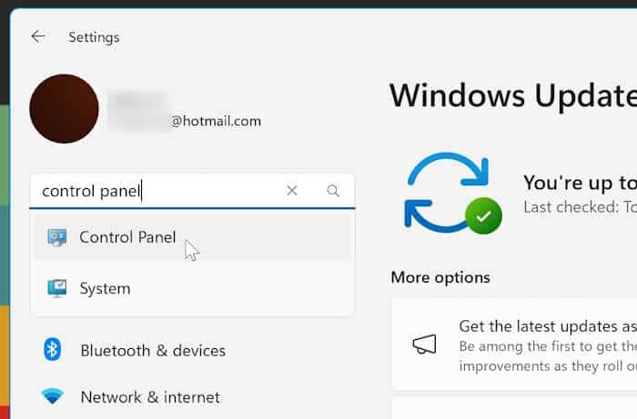 open control panel in Windows 11 pic1