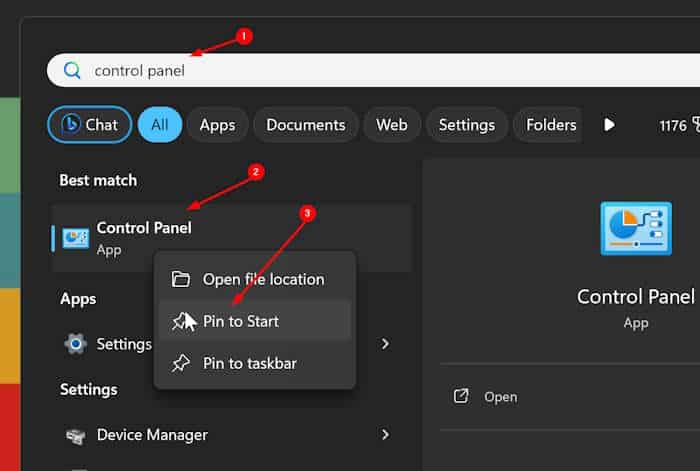 open control panel in Windows 11 pic2