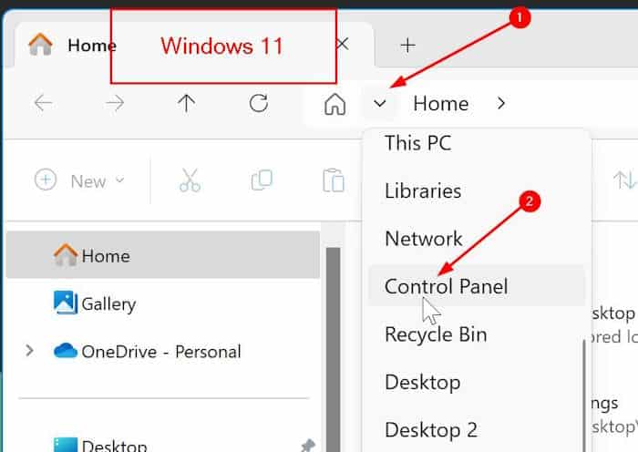 open control panel in Windows 11 via file explorer1