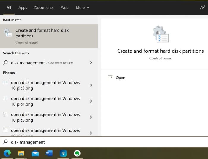 open disk management in Windows 10 pic8