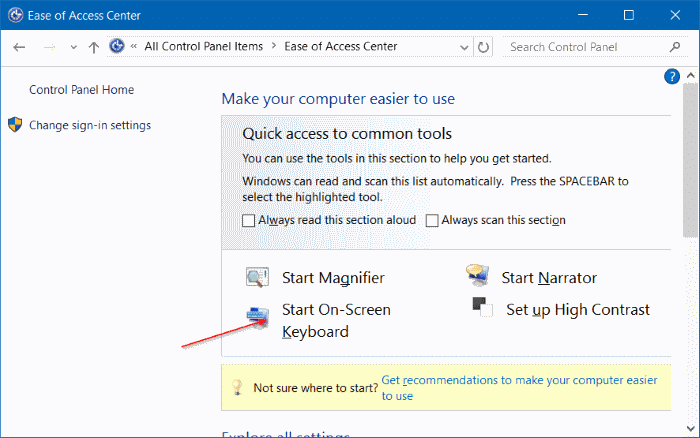 open on screen keyboard in Windows 10 pic6