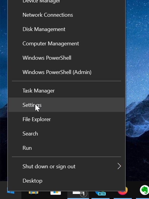 open settinsg in Windows 10