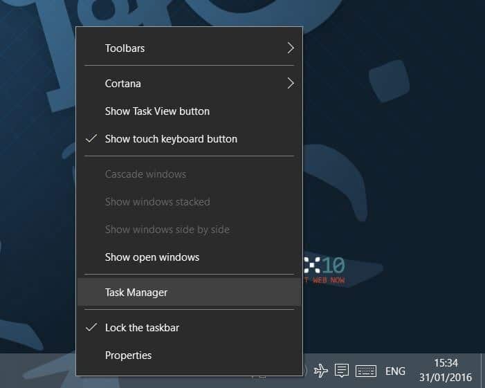 open task manager in Windows 10 pic1