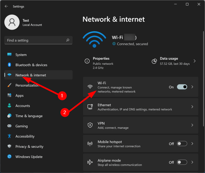 open wifi settings in Windows 11 pic1