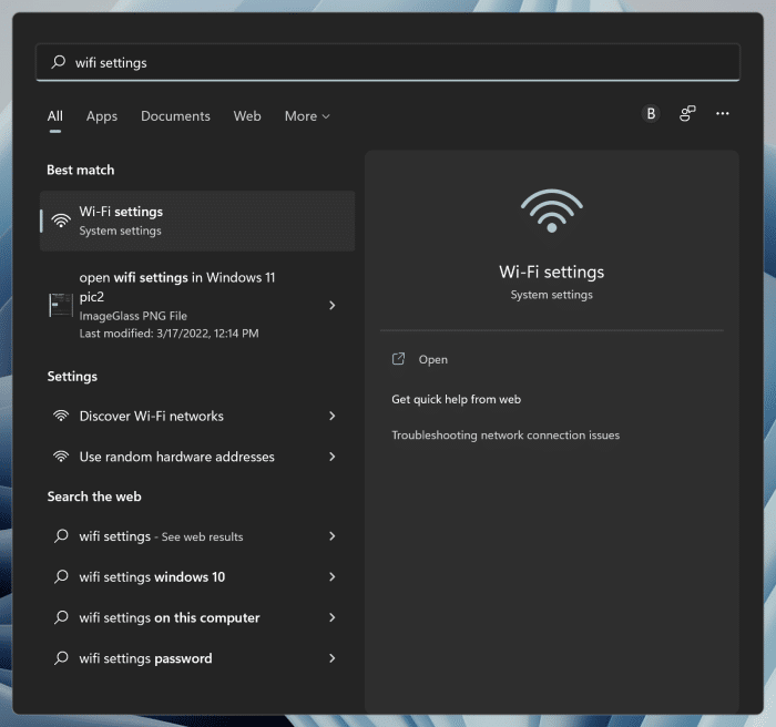 open wifi settings in Windows 11 pic3