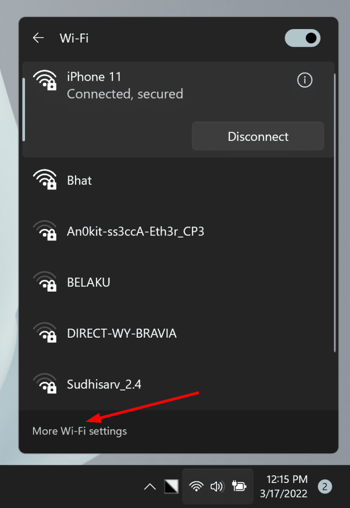 open wifi settings in Windows 11 pic5