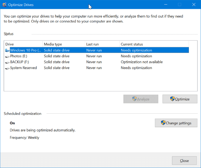 optimize drives