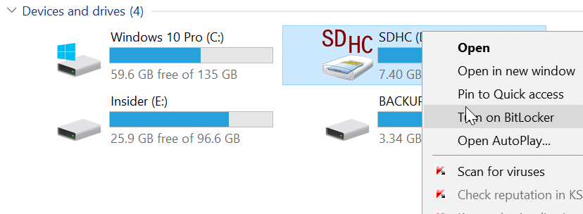 password protect SD cards in Windows 10 pic1