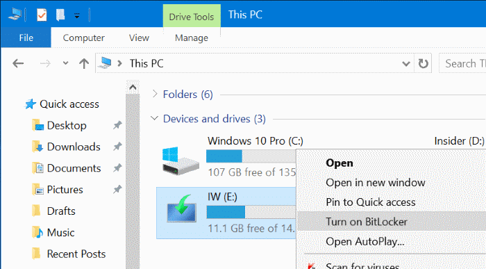 password protect USB drives in Windows 10 pic1
