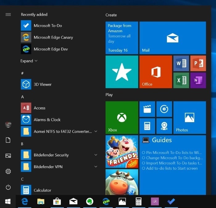pin Microsoft to do lists to Windows 10 Start pic01