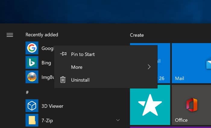 pin a website to Windows 10 start menu chrome edge pic3