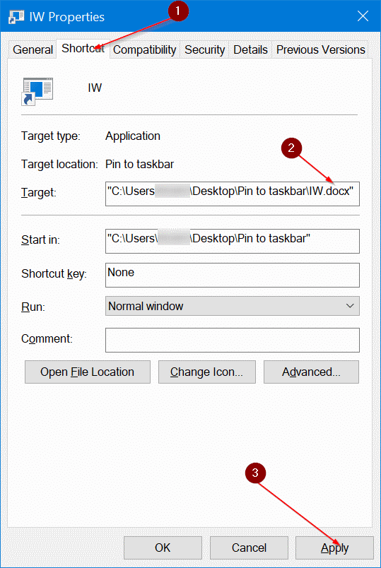 pin any file to Windows 10 taskbar pic10