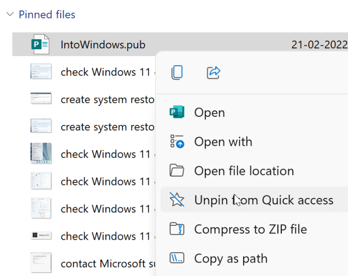pin files to file explorer quick access in Windows 11 pic2