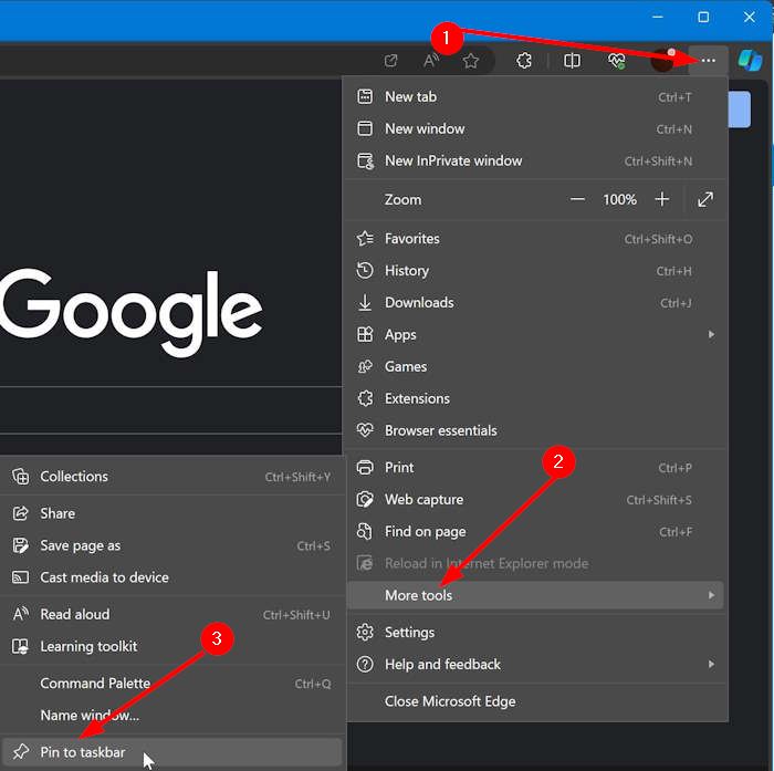 pin google youtube gmail to taskbar in Windows pic1