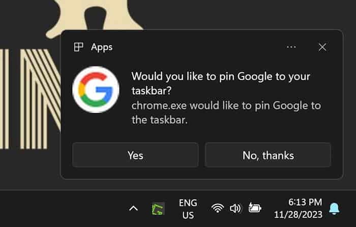 pin google youtube gmail to taskbar in Windows pic5