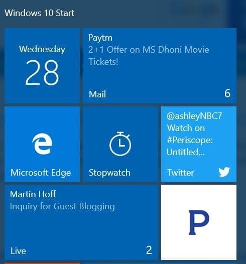 pin individual email account to start menu Windows 10