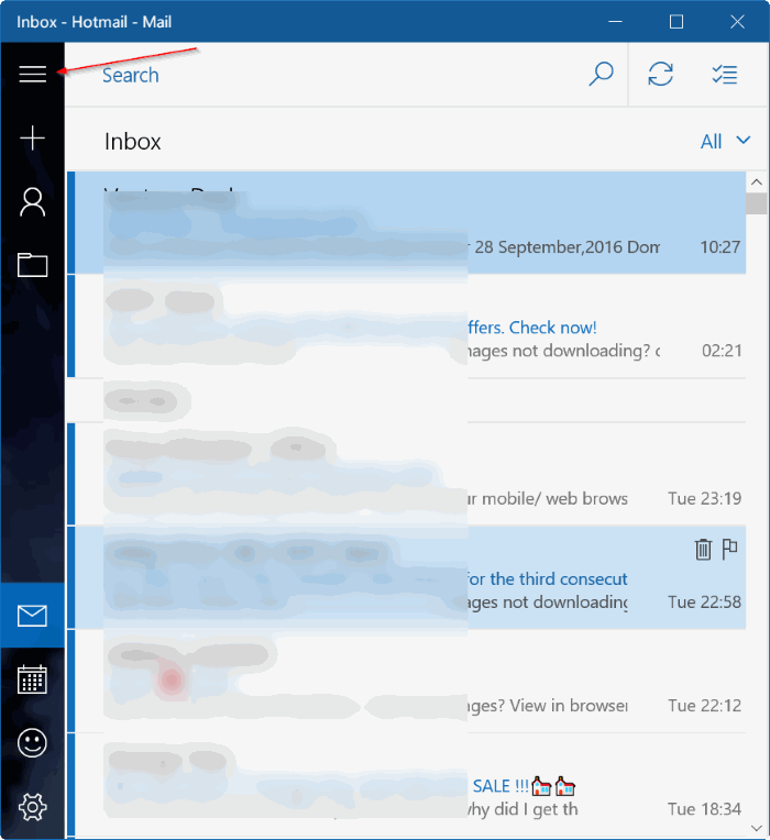 pin individual email account to start menu Windows 10