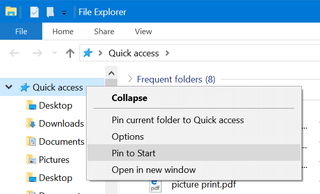 pin quick access to the taskbar in Windows 10 pic1