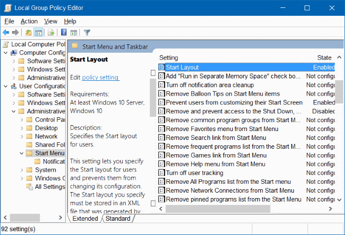 pin to start option missing in Windows 10 step2