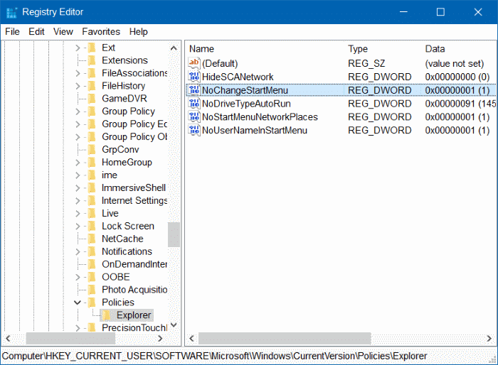 pin to start option missing in Windows 10 step3