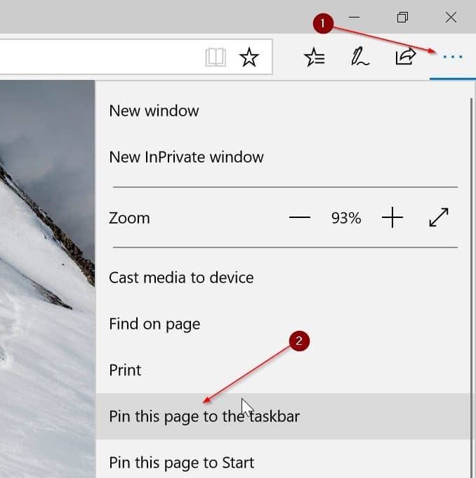 pin websites to taskbar in Windows 10