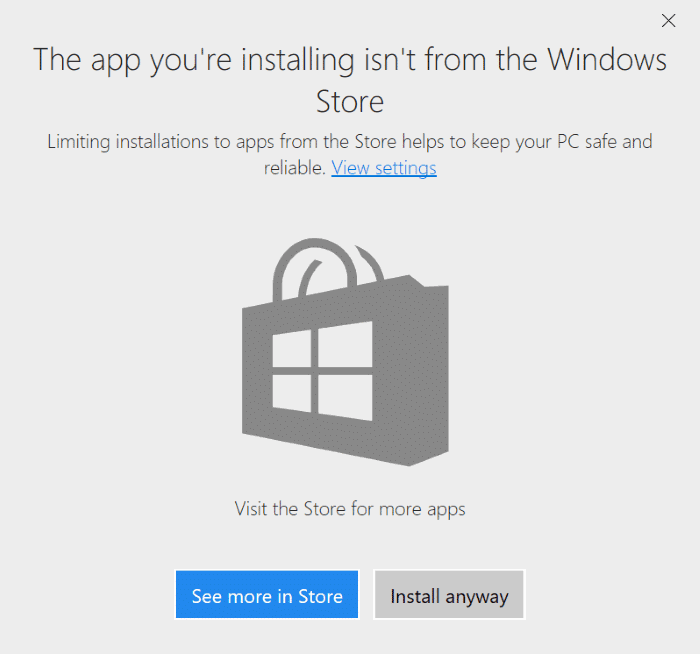 prevent apps installing from outside the Store in Windows 10 pic3