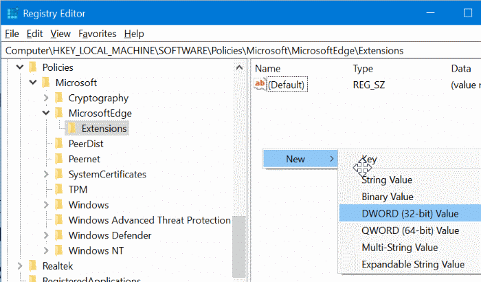 prevent installing extensions in Edge in Windows 10 pic5
