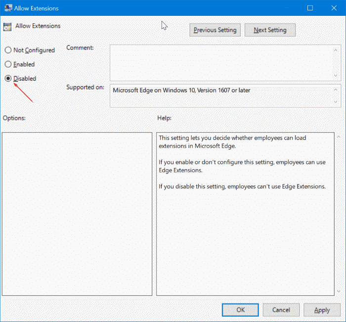 prevent installing extensions in Edge in Windows 10 pic8