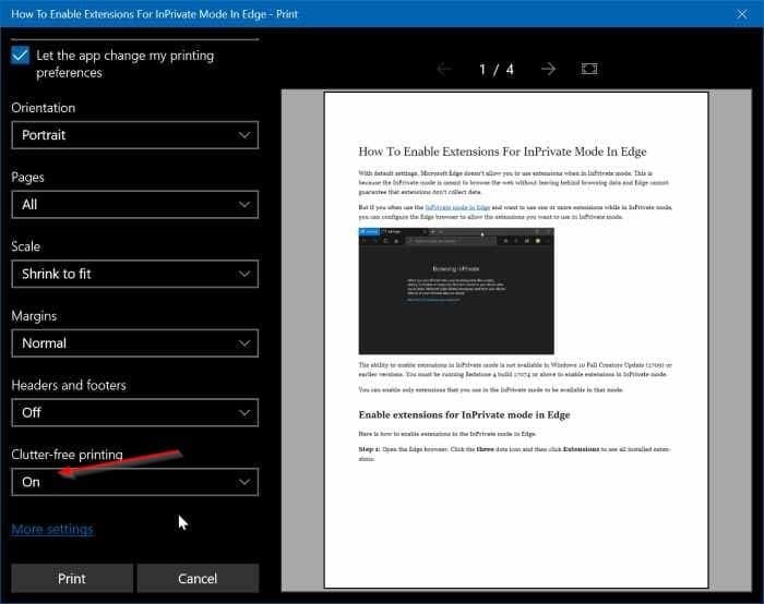 print webpages without ads in Edge browser In Windows 10 pic01
