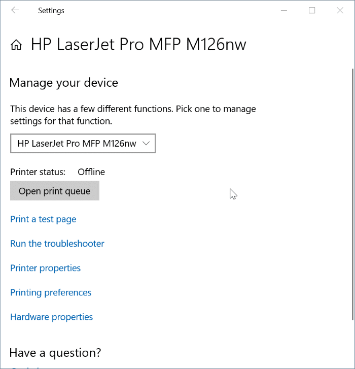 printer is offline in Windows 10 pic6