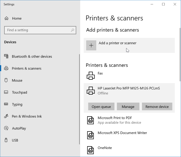printer not working in Windows 10