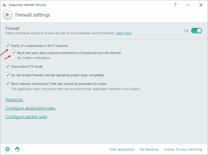 protection level of WiFi network is low kaspersky step4