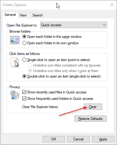 quick access not showing recent files in Windows 10 pic5