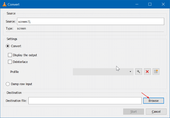 record Windows 10 screen using VLC Media Player pic3