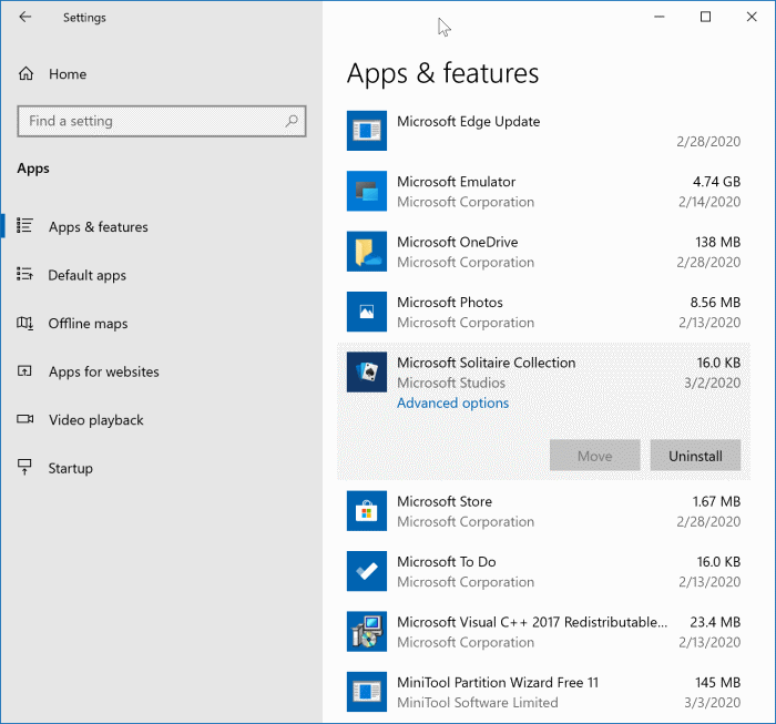 reinstall Microsoft solitaire collection in Windows 10 pic1
