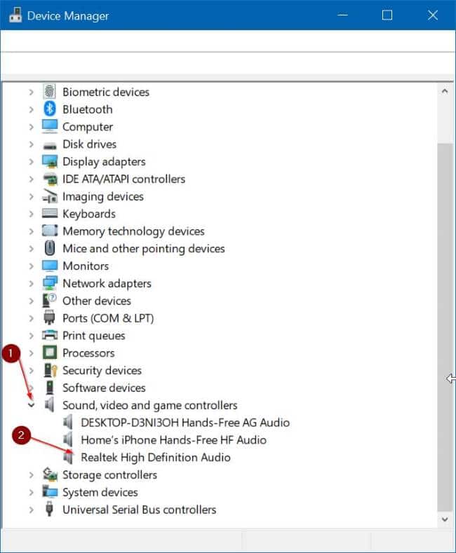 reinstall Windows 10 audio driver pic1