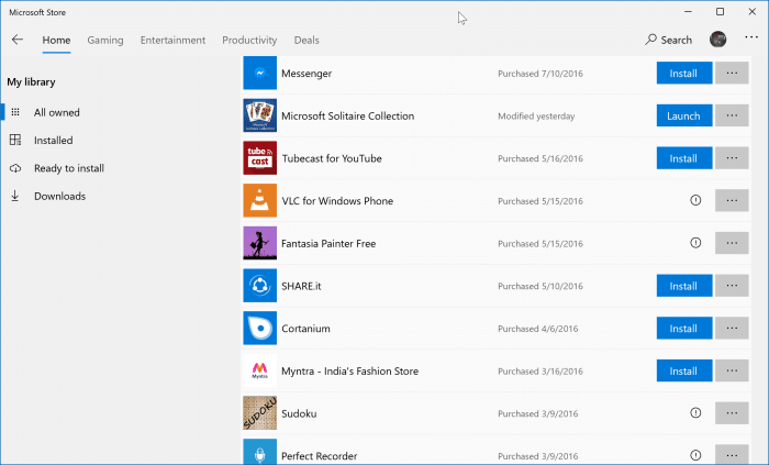 reinstall apps and games purchased from Store in Windows 10 pic1