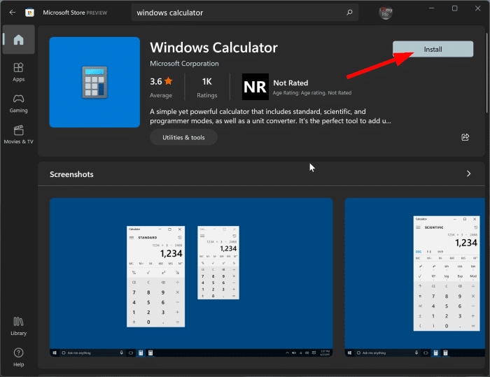reinstall calculator app in Windows 11 pic7