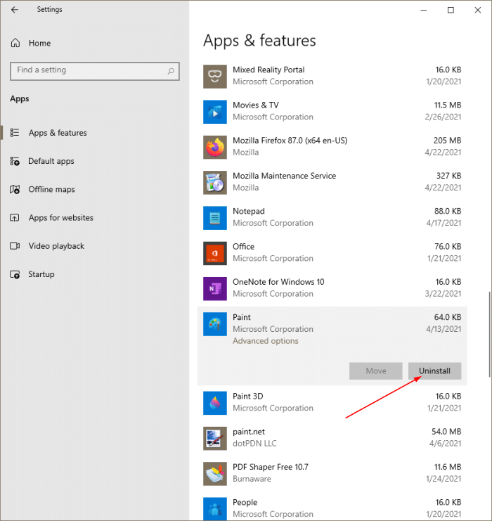 reinstall paint in Windows 10 pic1