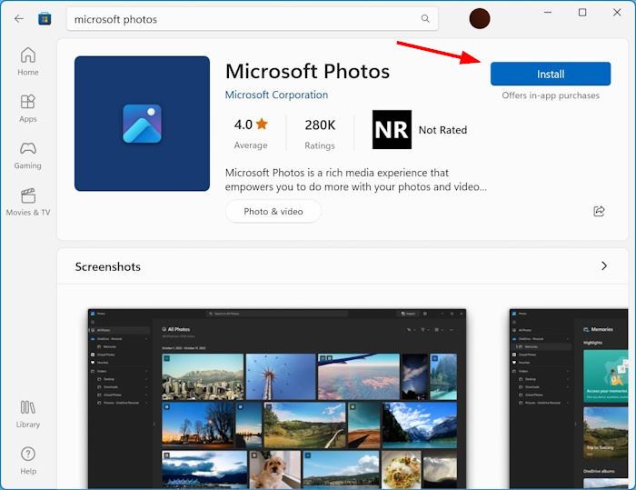 reinstall photos app in Windows pic1