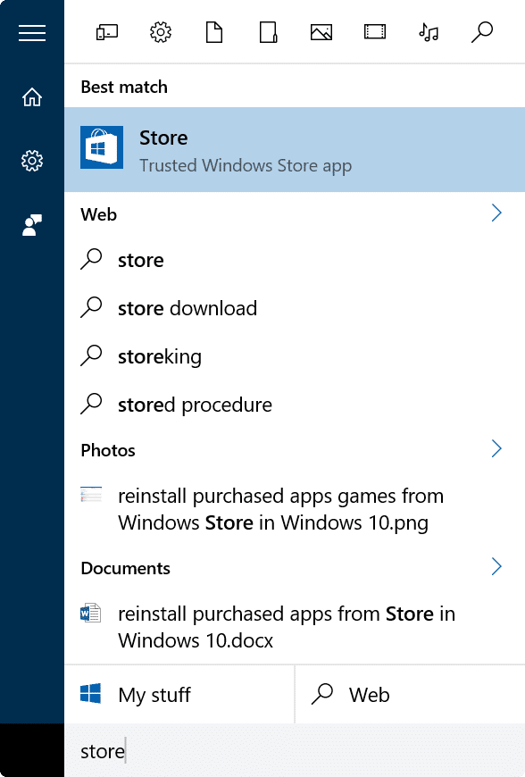 reinstall purchased apps games from Store in Windows 10 step1