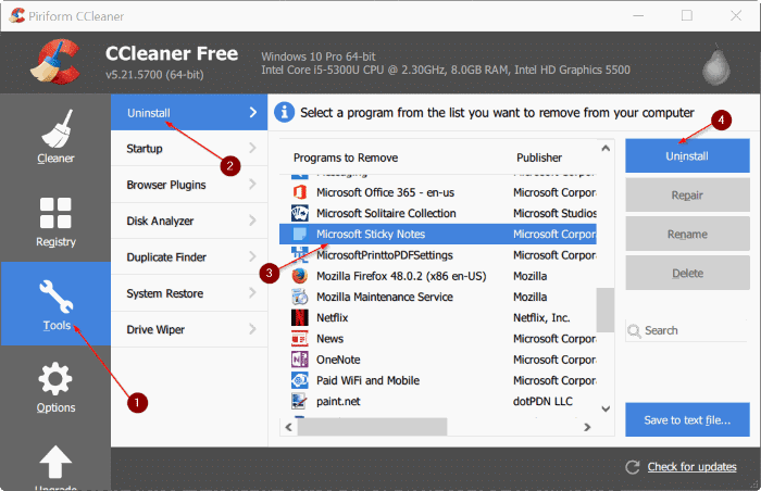 reinstall sticky notes in Windows 10 step7