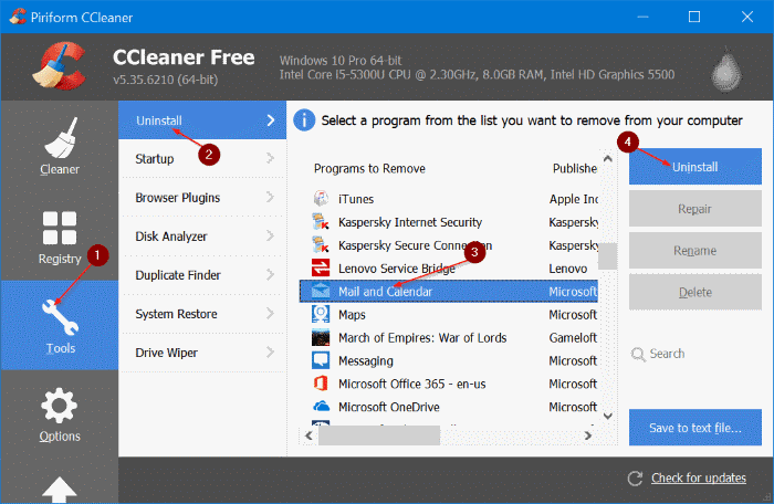reinstall the mail app in Windows 10