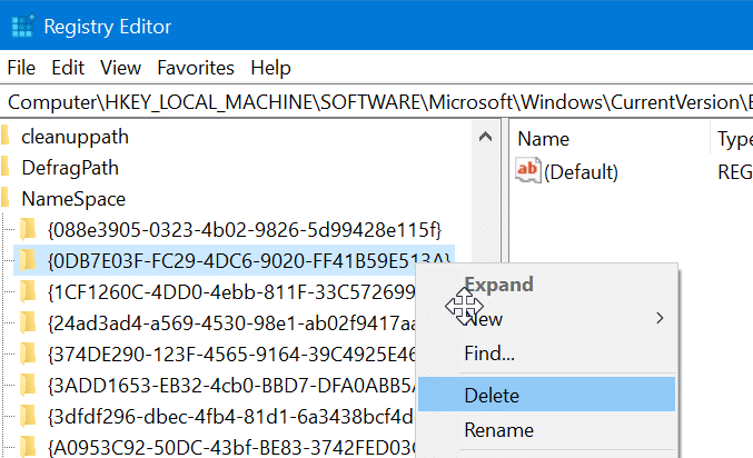 remove 3D objects folder from this PC in Windows 10 pic3